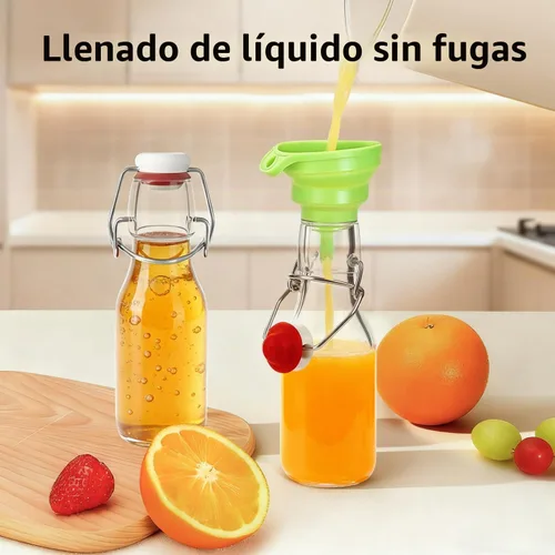 Vista 3 de Ruckae Paquete de 24 botellas de vidrio con tapa abatible de 4 onzas con tapas, botella de vidrio abatible de Kombucha Coquito para jarabe, extracto