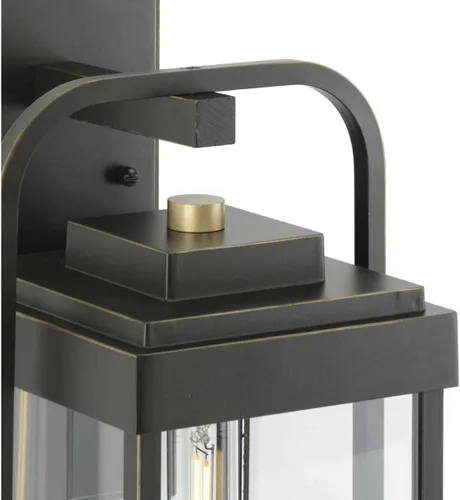 Vista 6 de Progress Lighting Walcott Collection - Farol de pared de transición para exteriores, 1 luz, cristal transparente, bronce antiguo
