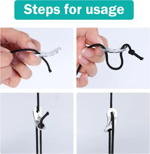 Vista 5 de uxcell Tensor de cuerda de guyline de aleación de aluminio, tensores ajustables para tienda de campaña para accesorios de camping, ajustadores