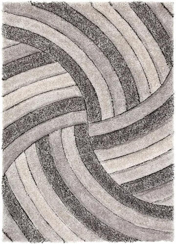Vista 12 de Tapete peludo de felpa suave con textura en 3D, diseño de rayas geométricas, color azul y gris, grueso y suave