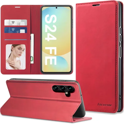 Vista 46 de Funda de piel con tapa para Samsung Galaxy Z Flip 3, con protección de bisagra, delgada y magnética tipo cartera [1 tarjetero], funda protectora a