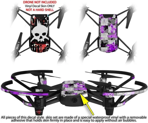 Vista 2 de Skin Wrap 2 Pack para DJI Ryze Tello Drone Punk Rock calavera Drone No Incluidas