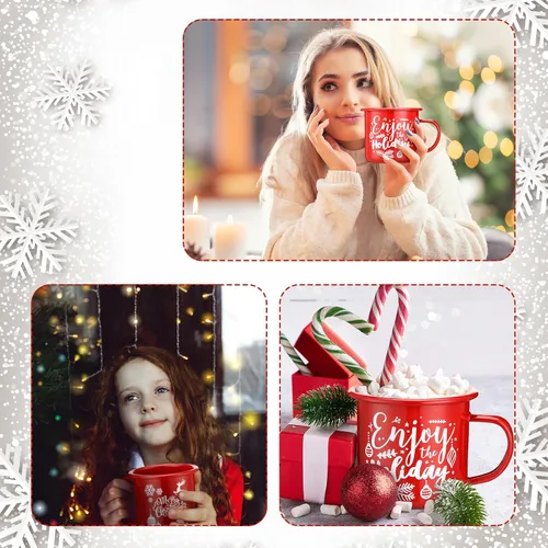Vista 5 de Tioncy Juego de 8 tazas de café de Navidad de 12 onzas, regalos de Navidad para hombres y mujeres, regalos de agradecimiento, tazas inspiradoras