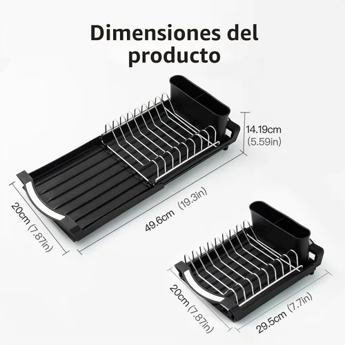 Vista 6 de Escurridor extensible de acero inoxidable, sobre fregadero o encimera