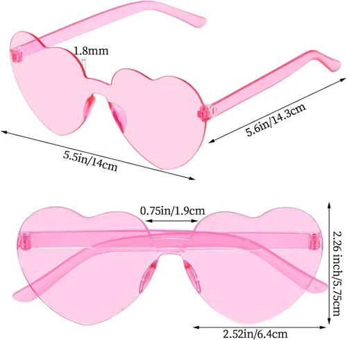 Vista 2 de 30 lentes de sol en forma de corazón, sin marco, transparentes, regalos de fiesta para mujeres