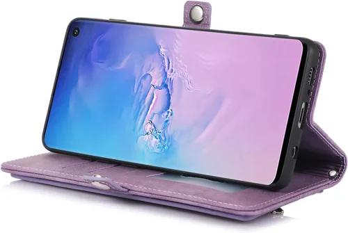Vista 3 de Asuwish Funda de teléfono para Samsung Galaxy S10 con protector de pantalla de vidrio templado y correa cruzada para la muñeca de cuero con cierre