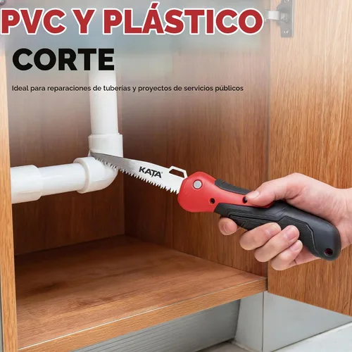 Vista 7 de KATA - Sierra de mano plegable 2 en 1 con hoja de corte múltiple intercambiable