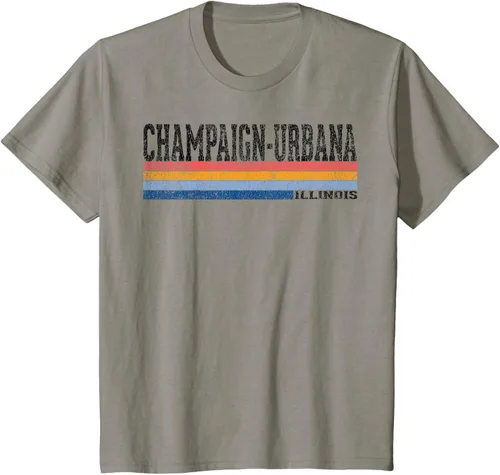 Vista 40 de clásico 1980s estilo champaign-urbana Illinois T Shirt, hombre 2XL, Blanco