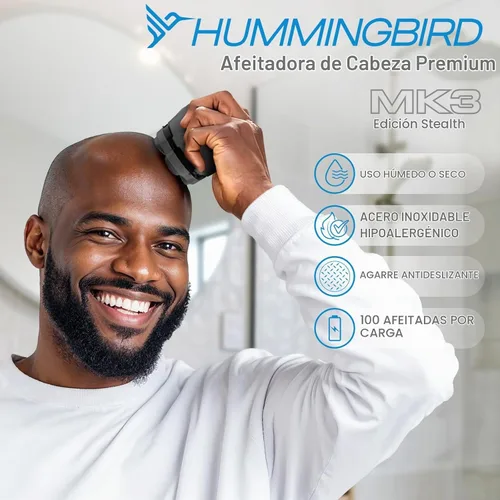 Vista 7 de HUMMINGBIRD MK3 Stealth Edition - Maquinilla de afeitar eléctrica sin nick para hombres, inalámbrica USB C recargable, afeitado impermeable
