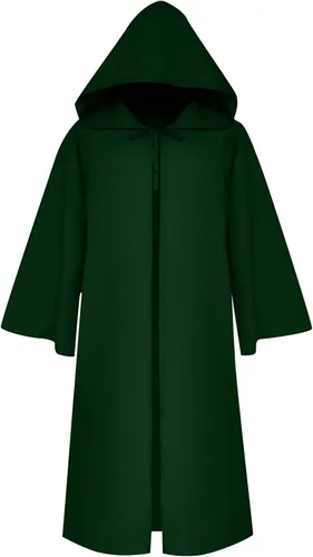 Vista 10 de FRMUIC Capa medieval renacentista, túnica unisex con capucha, bata para Halloween, cosplay, capa de monje de bruja, sacerdote Capa de cosplay
