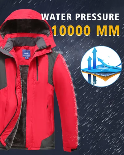 Vista 4 de Chaqueta de esquí de invierno para hombre, chaqueta de lluvia impermeable a prueba de viento