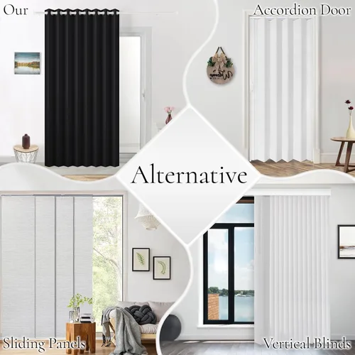 Vista 6 de Cortinas plisadas completamente opacas con cierre magnético, 72 pulgadas de largo, para interiores y exteriores, 1 panel, 45 pulgadas de ancho x 72