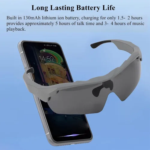 Vista 5 de Lentes de sol inteligentes con Bluetooth de audio, lentes de sol polarizados con Bluetooth V5.0 y EDR, ciclismo de oreja abierta para hombres