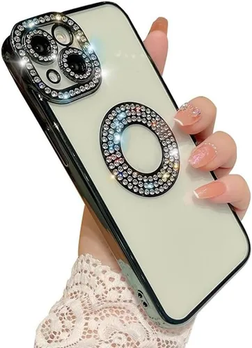 Vista 9 de Casechics - Funda compatible con iPhone 11, Diamend Rhinostone, color negro