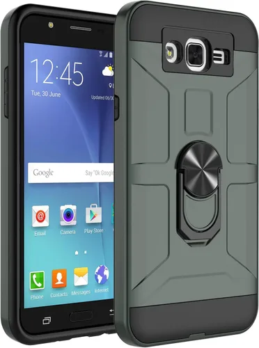 Vista 12 de Jeylly Galaxy J7 - Funda con soporte, color azul Compatible with Magnetic Car Mount, 2 X Screen Protector included, Military Grade Impact