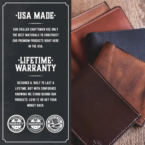Vista 3 de Main Street Forge Cartera de cuero plegable para hombre Hecho en Estados Unidos Carteras plegables para hombre Hecho en Estados Unidos