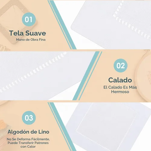 Vista 3 de Moukeren - Servilletas de lino para cóctel de 6 x 6 pulgadas - Servilletas de tela lavables con orilla cosida, servilletas de lino natural