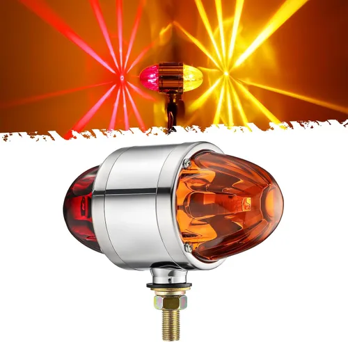 Vista 8 de Partsam - 1 luz de cristal de sandía de doble cara, luz LED ámbar roja de doble cara, señal de giro LED, carcasa de aleación de zinc, montura