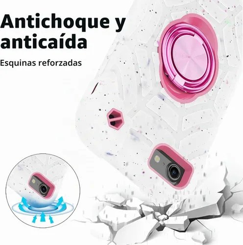 Vista 4 de KCJ Funda para iPhone SE 2022/2020, iPhone 8/7/6/6S, con [2×Protectores de Pantalla][Soporte de Anillo] Silicona Suave+PC Duro Protección Completa