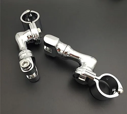 Vista 4 de SMT-Kit de montaje de clavijas de carretera ajustables en ángulo corto cromado compatible con cualquier bicicleta con tubo de marco de protector