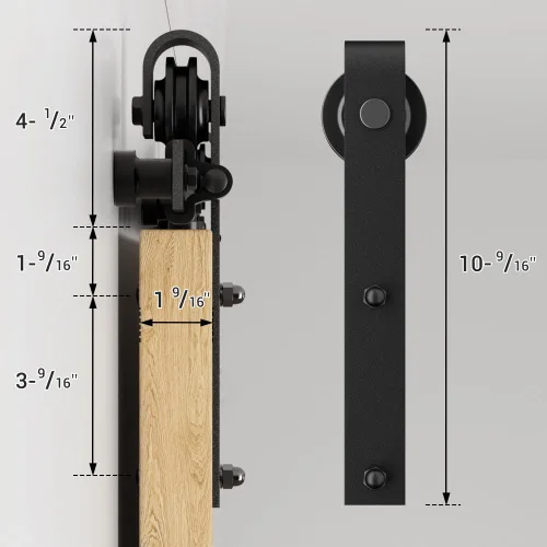 Vista 6 de CCJH Kit de herrajes para puerta corrediza de granero de 6 pies para puerta doble de 18 pulgadas de ancho resistente
