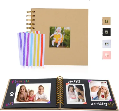 Vista 8 de Álbum de fotos de álbum de recortes, páginas de papel blanco, álbum de recortes, páginas de hojas, aniversario de boda, regalo de memoria familiar