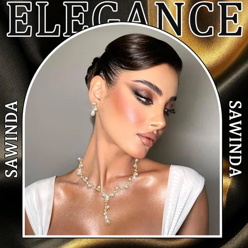 Vista 7 de Rhinestone Jewelry Set Crystal Pearl Necklace Bracelet Earrings Set Sparkly Necklace Dangle Earrings Wedding Prom Formal Costume Jewelry Sets for