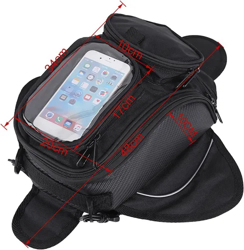 Vista 3 de Negro Universal Motocicleta Motocicleta Montar Fuerte Magnético Impermeable Aceite Tanque de Combustible Bolsa