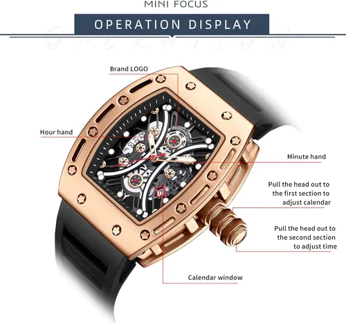 Vista 7 de MF MINI FOCUS Watch Wristwatch Fashion Hollow Big Dial Luminous Waterproof Sport Analog Quartz Business Mens Watches Silicon Strap Dress Watch
