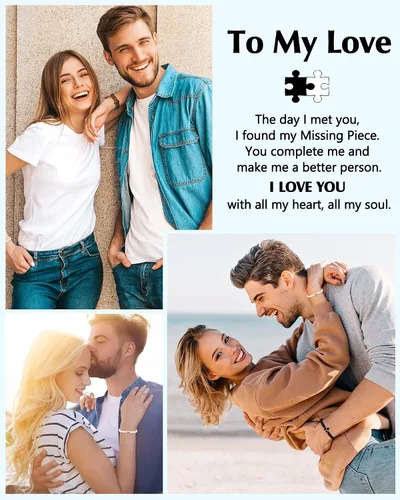 Vista 6 de UNGENT THEM You Are My Missing Piece of The Puzzle – Pulseras para parejas, aniversario, Navidad, I Love You, regalos más dulces del día de San