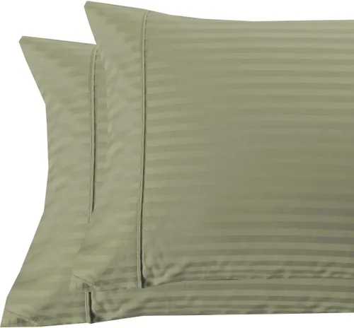 Vista 22 de Royal Tradition Damasco rayado 580 hilos, 100 % algodón tamaño Queen juego de sábanas de cama beige