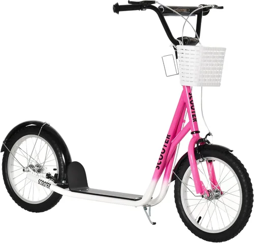 Vista 11 de Aosom Youth Scooter Kick Scooter 16" Inflatable Rubber Tires Basket Azul