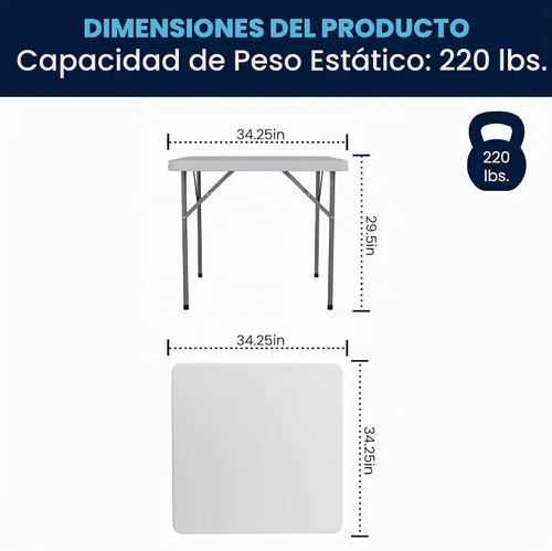 Vista 3 de Flash Furniture Mesas cuadradas de plástico plegables para eventos, juego de 12, color blanco granito