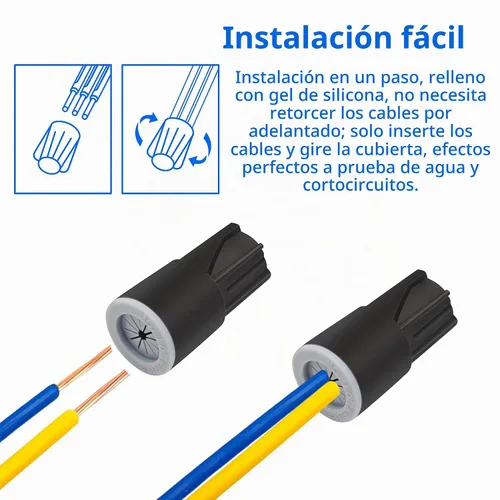Vista 5 de 36 piezas negro impermeable conectores de alambre tuercas de alambre negro-36