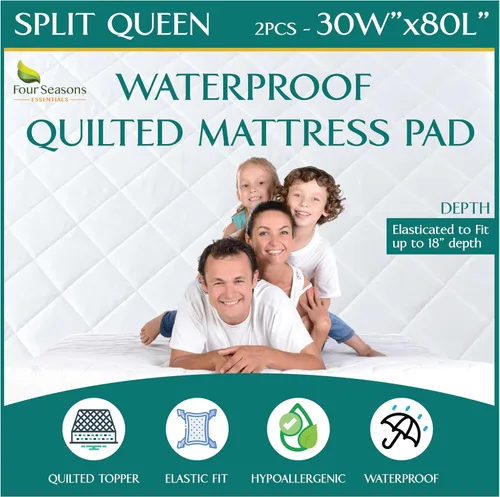 Vista 14 de Protector de colchón acolchado de tamaño individual, protector de colchón impermeable ajustable, cubrecolchón con parte superior acolchada, funda