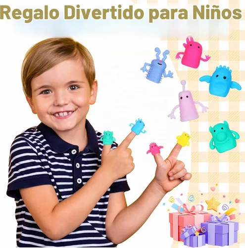 Vista 5 de 80 marionetas de dedo monstruo de goma suave elástico Fidget