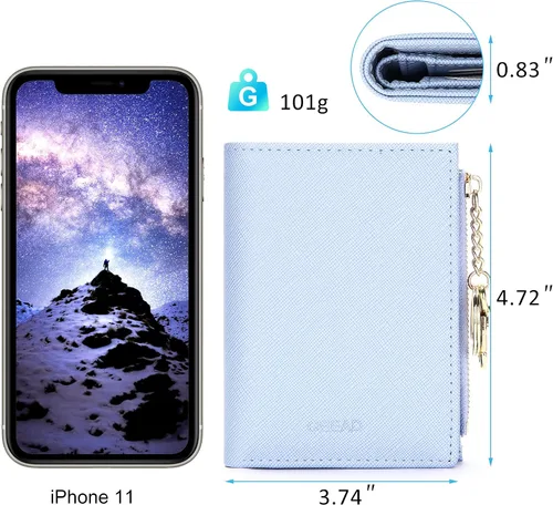 Vista 6 de FEITH & FELLY - Pequeña billetera plegable para mujer con monedero con cremallera y tarjetero