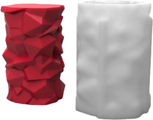 Vista 14 de Molde de silicona para velas a rayas de barril Molde de jabón para velas de pilar geométrico, molde de fondant, molde para hornear pastel
