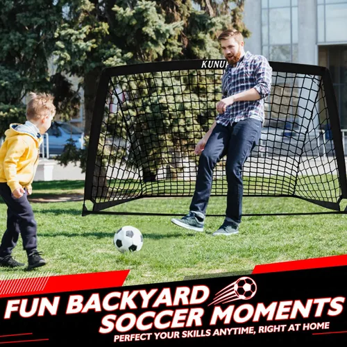 Vista 2 de Portería de fútbol portátil de 5 x 3, 6 x 4, 9 x 5 pies, para patio trasero, red de práctica de fútbol plegable con bolsa de transporte para niños
