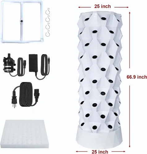 Vista 7 de Sistema de cultivo de torre hidropónica, equipo de granja hidropónico para hierbas, frutas y verduras de interior con adaptador de temporizador
