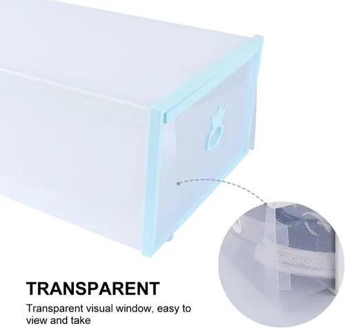 Vista 8 de Caja de plástico para almacenamiento de zapatos, organizador de zapatos, cajón transparente apilable para zapatos, estante organizador de zapatos