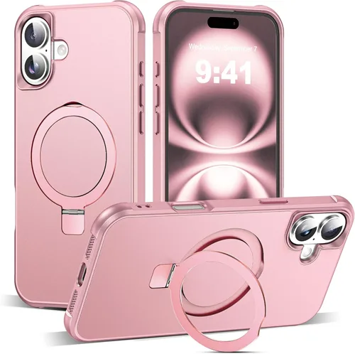 Vista 103 de SKYLMW - Funda compatible con iPhone 11 de 6.1 pulgadas, con soporte magnético invisible tipo anillo, funda translúcida de grado militar, compatible