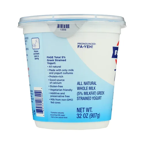 Vista 3 de FAGE Total - Yogur griego, 5% leche entera, natural, 32 onzas
