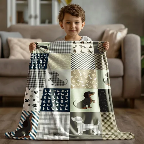 Vista 9 de Manta de perro salchicha – Lindo regalo de perro Wiener para mujer, manta ligera y acogedora de franela de forro polar, 50 x 40 pulgadas