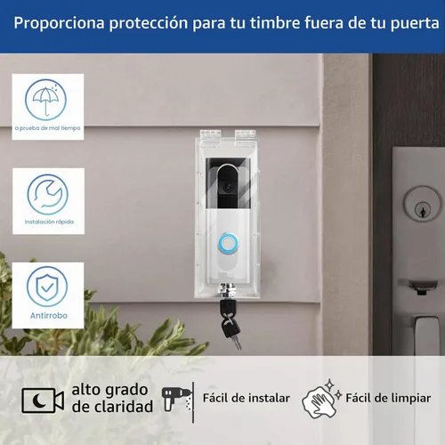 Vista 6 de Soporte de timbre de video antirrobo con llave, kit de cerradura de timbre de puerta altamente transparente, para montaje de timbre de timbre, sin