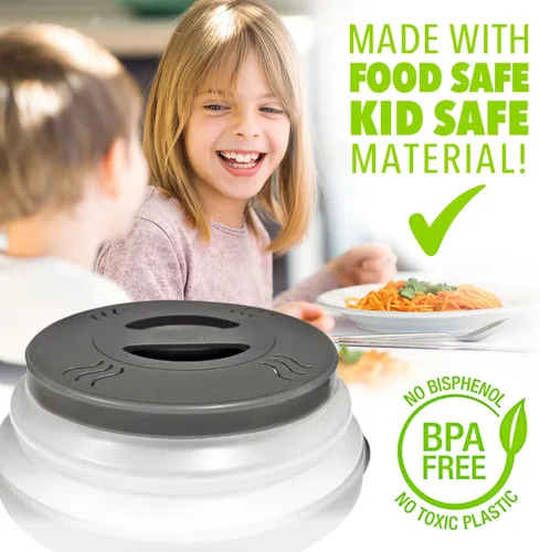 Vista 8 de HOVER COVER Tapa magnética para microondas con alta potencia, agarre magnético más fuerte, tapa de alimentos plegable de 12 pulgadas sin BPA