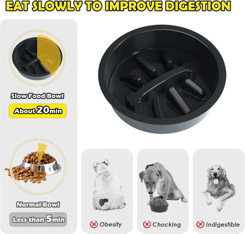 Vista 6 de Soporte elevado para perros medianos y grandes con comedero lento y tapete, altura ajustable de 3.9, 5.5, 7.1, 8.7, 10.2, 11.8 pulgadas, comederos