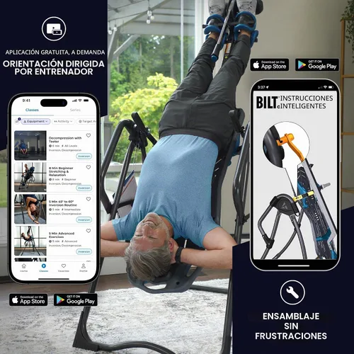 Vista 5 de Teeter FitSpine X3 - Mesa de inversión con accesorios para aliviar el dolor de espalda, bloqueo de tobillo de lujo de fácil alcance, registrada por