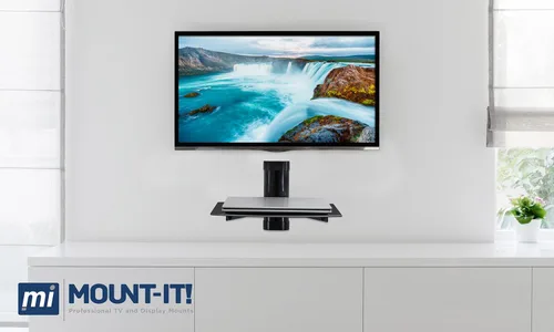 Vista 2 de Mount-It! MI-891 Soporte flotante de pared para receptor AV, componente, caja de cable, Playstation4, Xbox1, reproductor de DVD, proyector