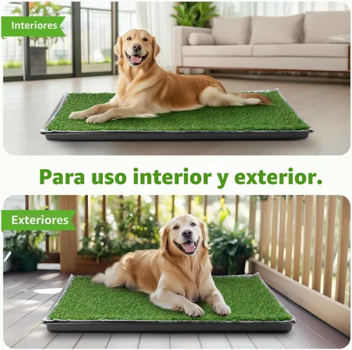 Vista 8 de LOOBANI - Almohadilla de césped grande para perros con bandeja - Caja de arena para perros de 35x23 pulgadas con 2 parches de césped artificial + 2